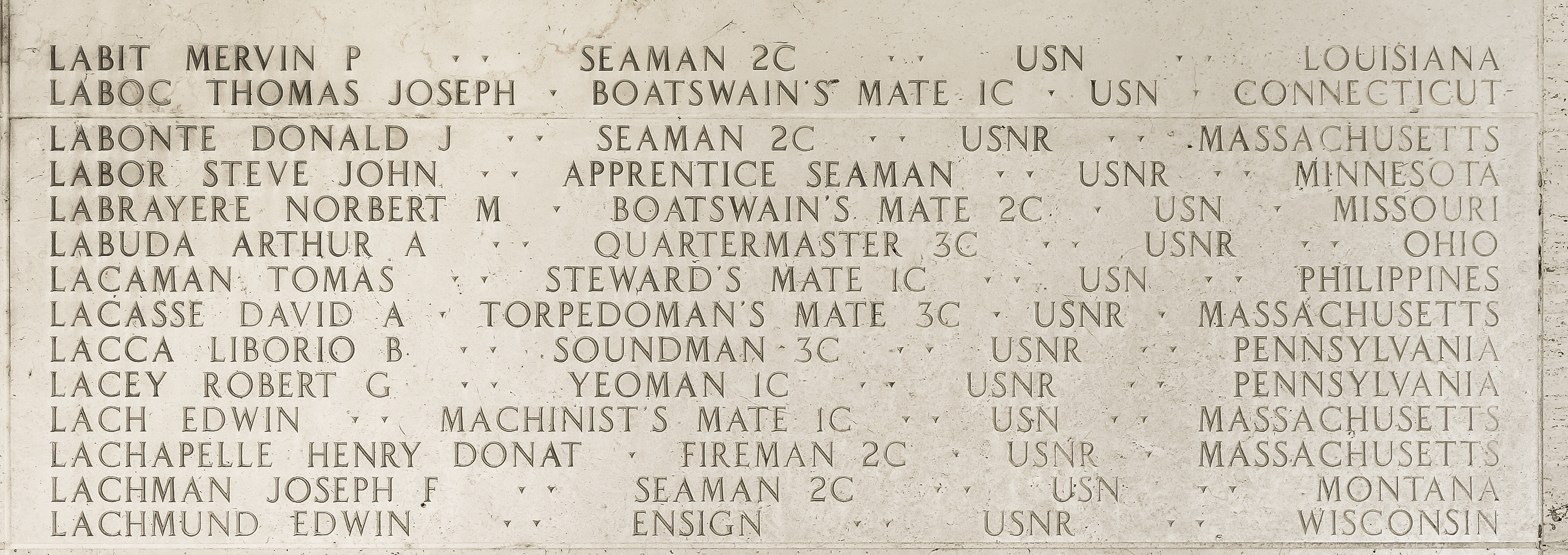 Thomas Joseph Laboc, Boatswain's Mate First Class